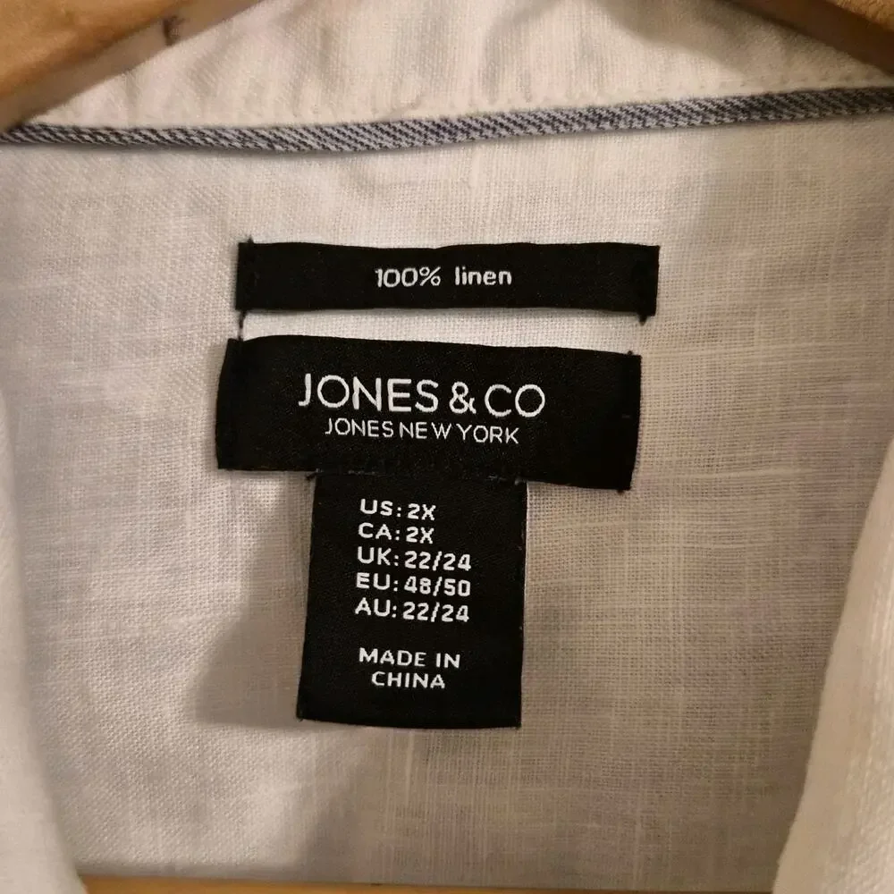 Jones New York Size‎ 2X Jacket Linen Women's White